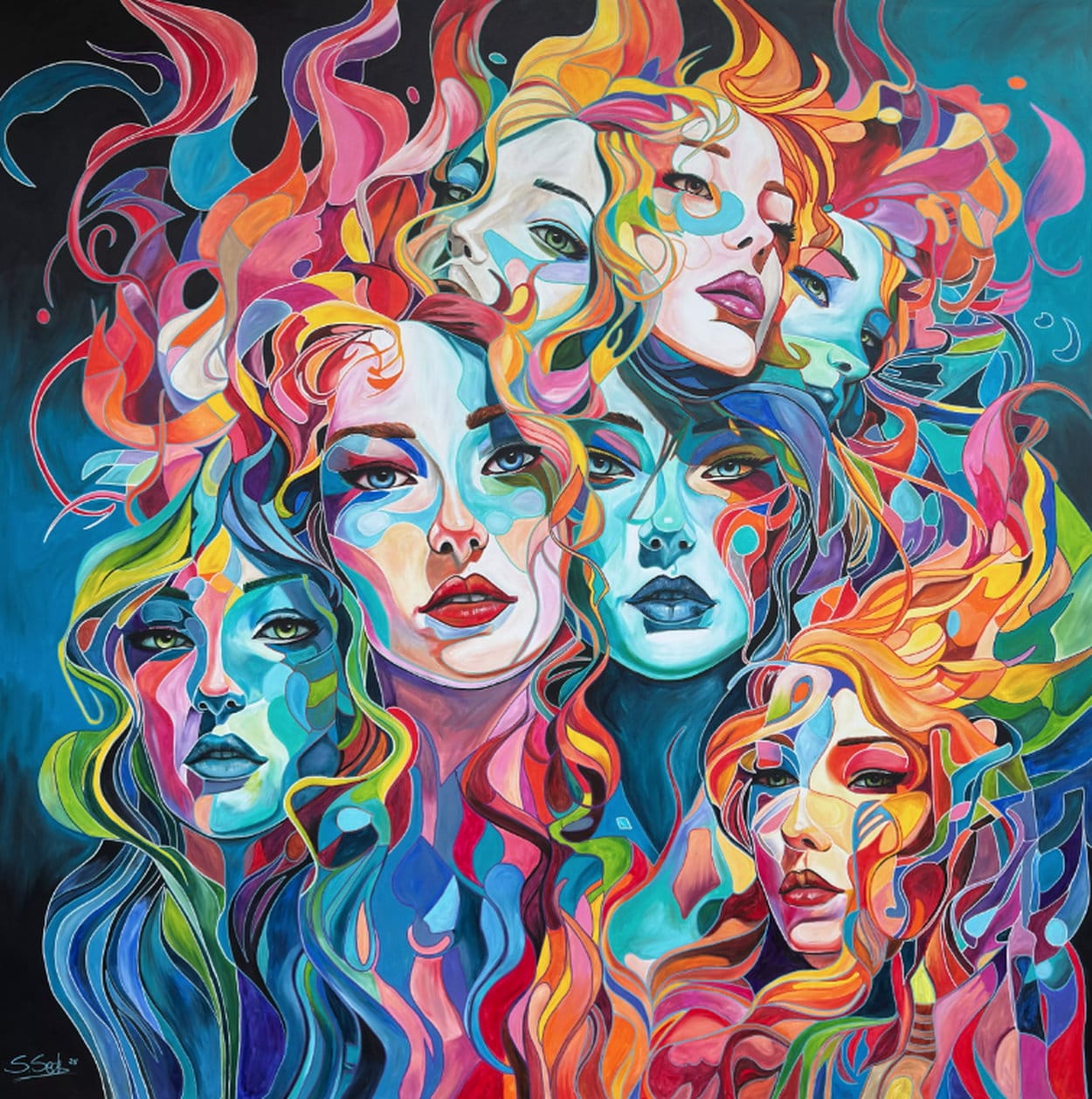 Large -format acrylic painting &quot;Hydra XIII&quot; (2025) by Sabrina Seck (unique)