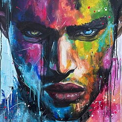 Portrait masculin « Constantin » (2025) par Sabrina Seck (pièce unique), acrylique sur toile