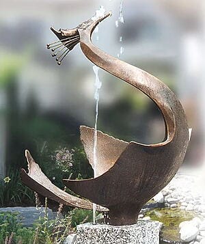 Gartenskulptur / Wasserspeier "Reiher" von Gustav Nonnenmacher, limitierte Edition