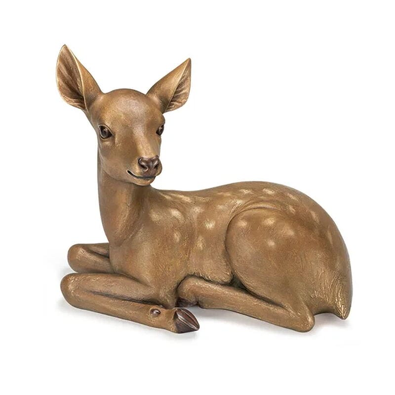 Limitierte Gartenskulptur "Rehkitz", patinierte Bronze