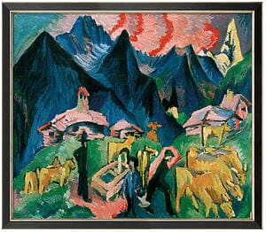 Reproduction en édition limitée du tableau expressionniste « Vie alpine » d'Ernst Ludwig Kirchner Reproduction en édition limitée du tableau expressionniste « Vie alpine » d'Ernst Ludwig Kirchner