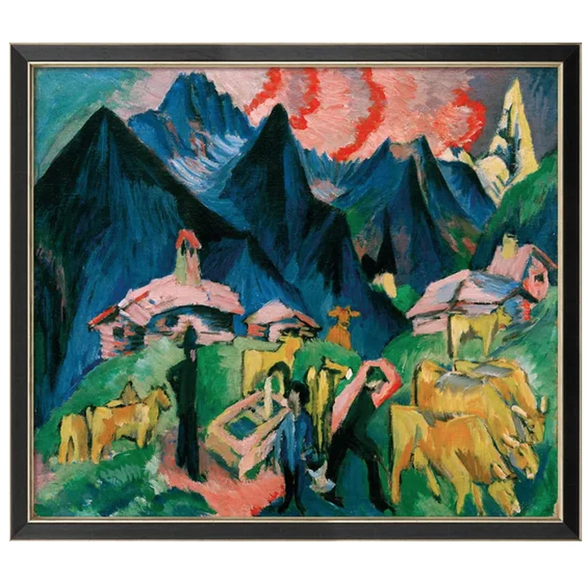 Expressionistisches Gemälde "Alpleben" von Ernst Ludwig Kirchner, limitierte Reproduktion