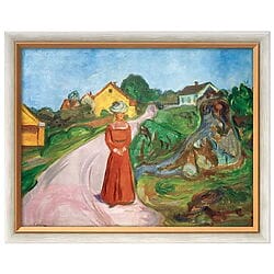 "Frau im roten Kleid (Straße in Asgardstrand)" (1902/03) von Edvard Munch