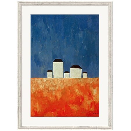 "Landschaft mit fünf Häusern" (1928/29) von Kasimir Malewitsch, limitierte Reproduktion