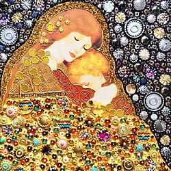 Mixed Media Gemälde „Mother and baby“ (2024) von BAST, skulpturale 3D-Wandkunst