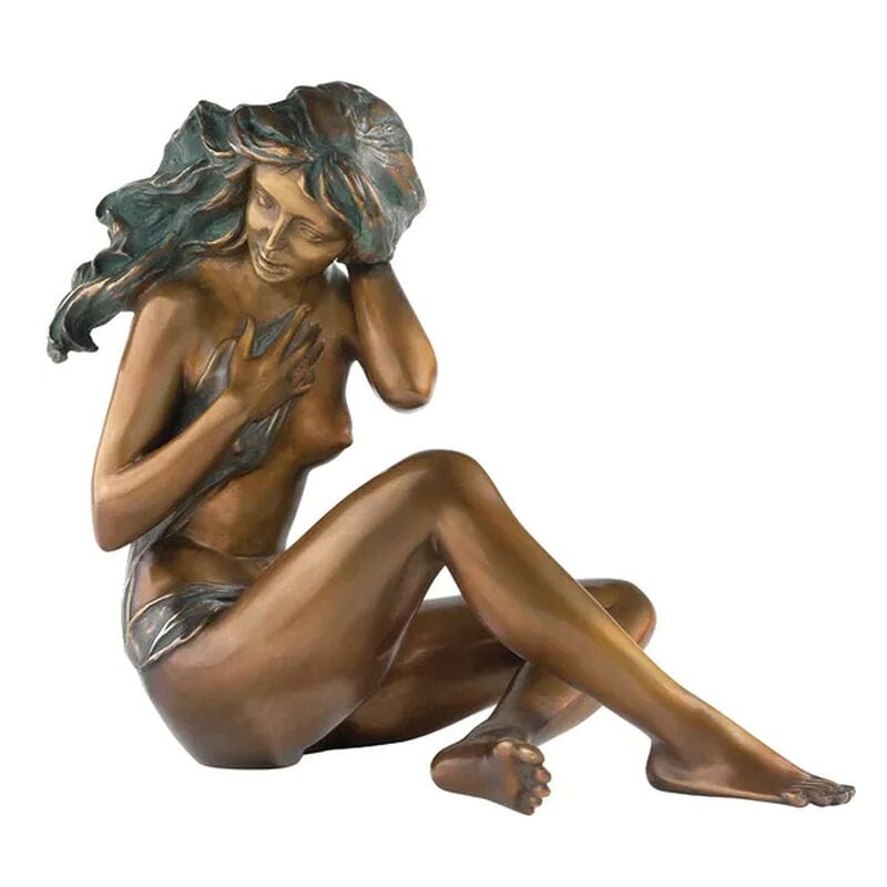 Erotische Kunst - Sinnliche Aktmalerei und ästhetische Skulpturen Kunstwerke 20. jahrhundert Weibliche Aktskulptur "In der Dämmerung" von Erwin A. Schinzel, patinierte Bronze