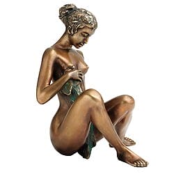 Weibliche Aktfigur "Badeskizze" von Erwin A. Schinzel, patinierte Bronze