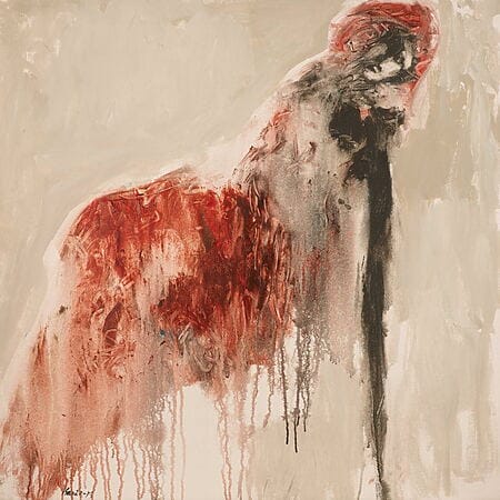 Abstraktes Acrylgemälde „Lover right there“ (2014) von Khaled Alkhani