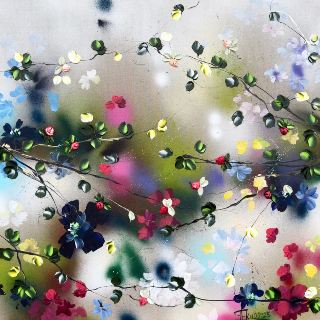 Floral Acrylic painting &quot;Kaori III&quot; (2025) by Anastassia Skopp