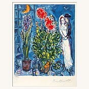 Limitierte Farblithografie "Les Mariés" von Marc Chagall