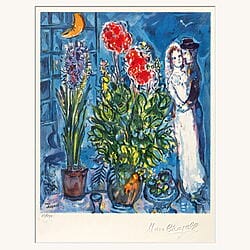 Limitierte Farblithografie "Les Mariés" von Marc Chagall