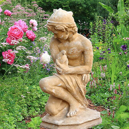 Garden figure &quot;Flavio&quot;, image of Amor from real Elbe sandstone casting