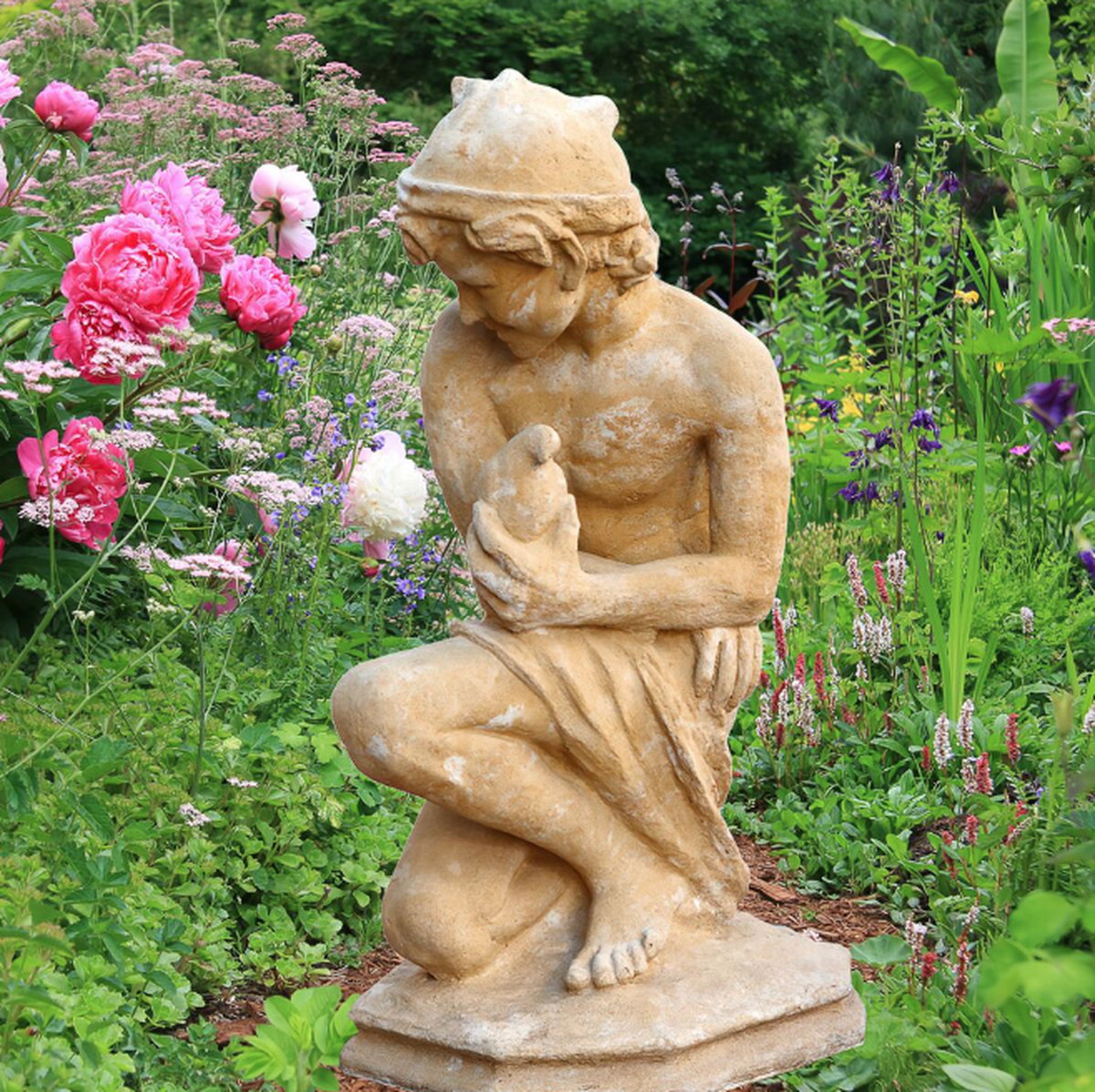 Garden figure &quot;Flavio&quot;, image of Amor from real Elbe sandstone casting
