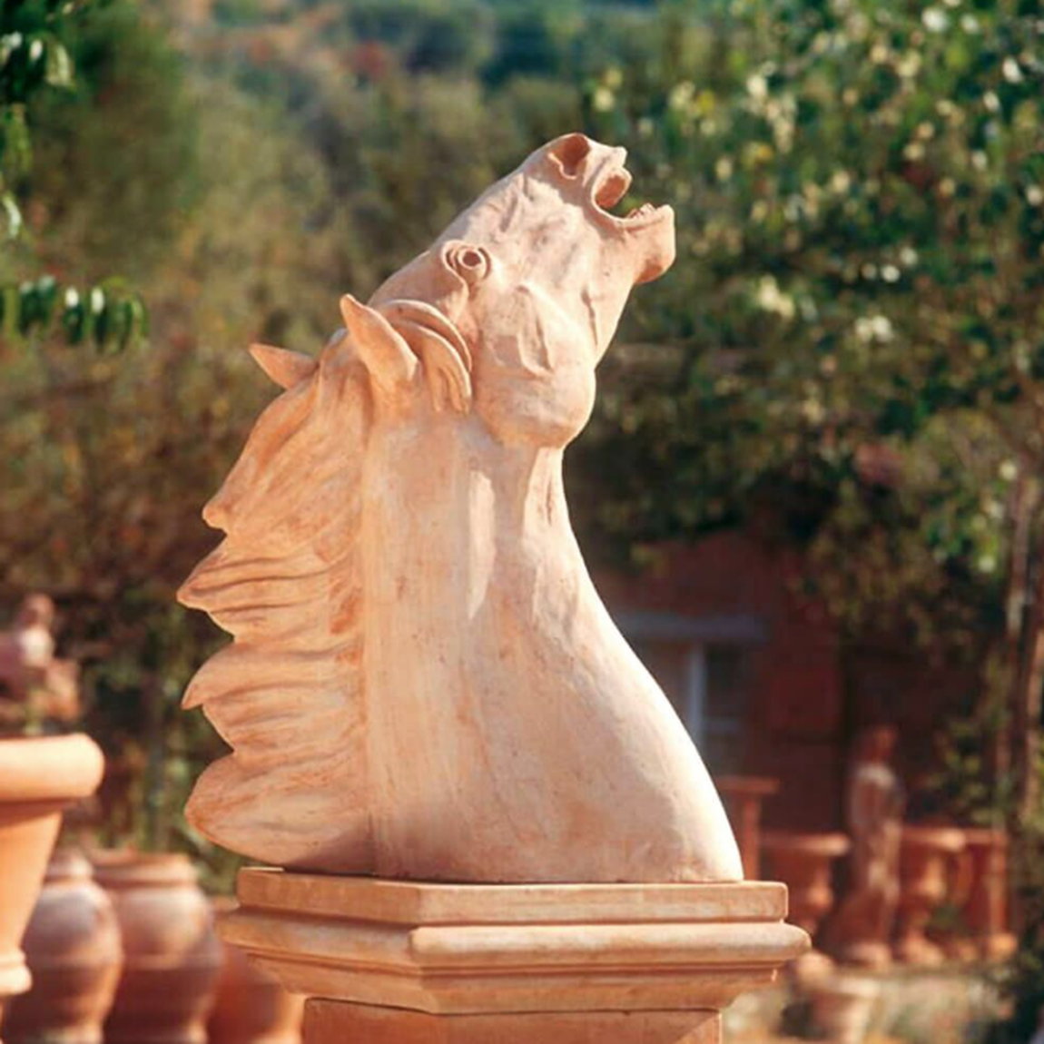 Horse bust &quot;Cavallo&quot;-horse sculpture head made of impruneta terracotta