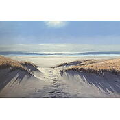 Oil painting &quot;Beach access in the backlight&quot; (2024) by Stefan Dobritz