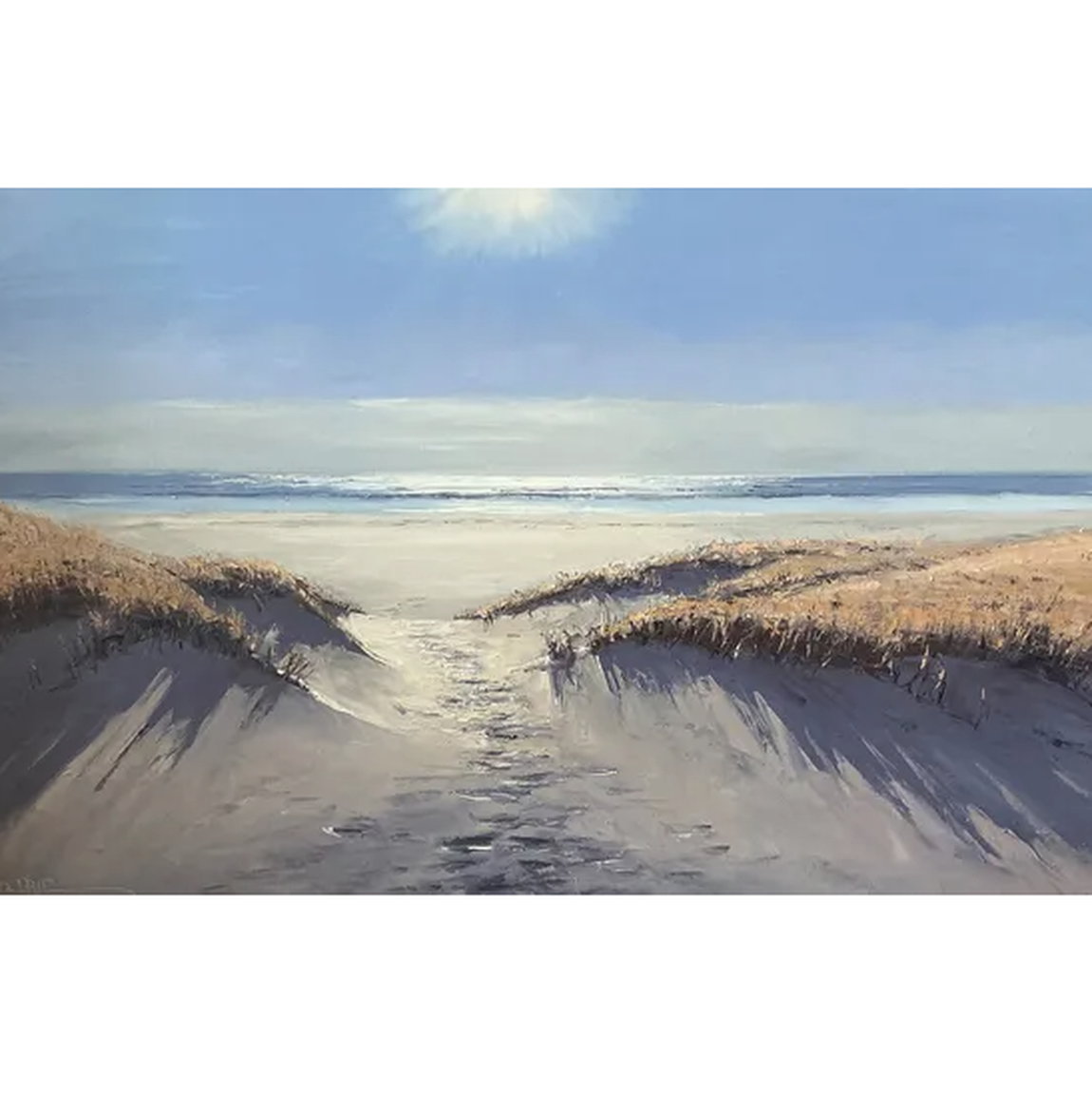 Oil painting &quot;Beach access in the backlight&quot; (2024) by Stefan Dobritz