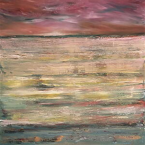 Abstrakte Acrylmalerei "Afterglow" (2023) von Carmen Lütkehaus