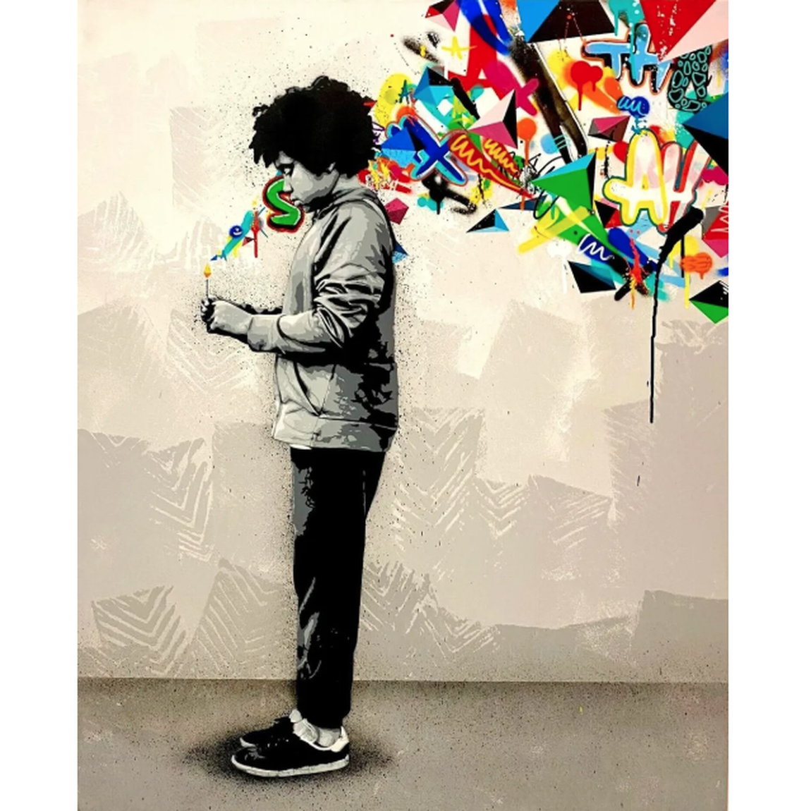 Street art &quot;Hope for a Generation&quot; by Martin Whatson, limited edition on canvas