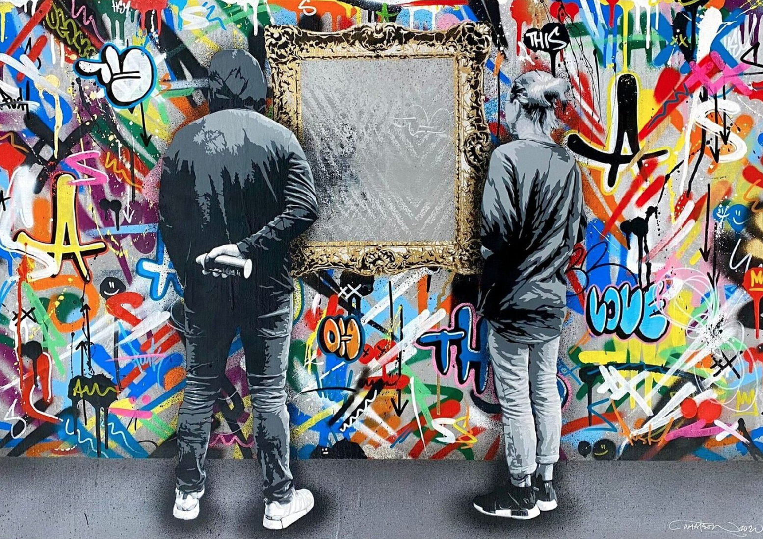 Street art &quot;The Spectator&quot; (2020) by Martin Whatson, limited edition on canvas