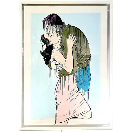 Anarchisches Pop-Art "Run Away HPM - Petal Pink" von Street-Artist D*Face