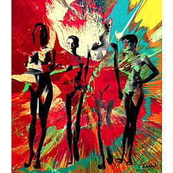 Pop Art Print "Splashing Girls" von Thomas Dellert, limitierter Giclée-Druck auf Papier