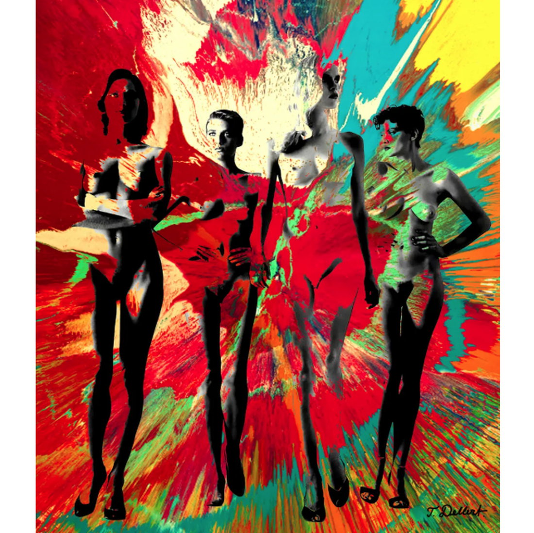 Pop Art Print "Splashing Girls" von Thomas Dellert, limitierter Giclée-Druck auf Papier