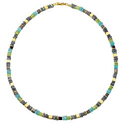 Collier "Carol" von Ray Alba - Farbharmonische Edelsteinkette mit vergoldeten Elementen