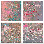 Abstraktion im 4er-Set "Where The Land Meets The Sea" (2023) von Damien Hirst, limitierter Giclée-Druck
