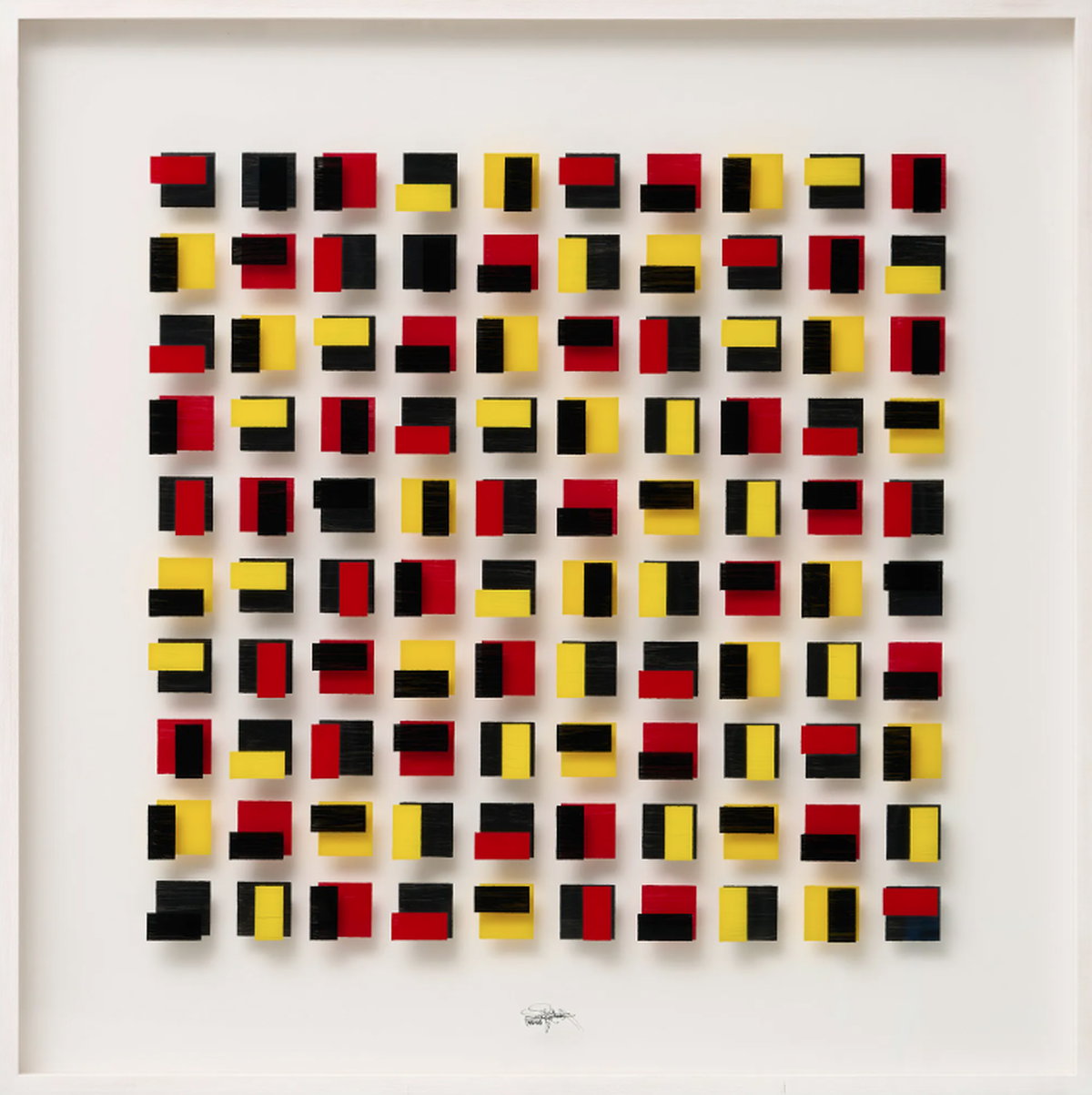 Image abstraite &quot;sans titre&quot; (2010) par Andreas Lutherer, huile derrière verre