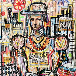 Urban Art Acrylgemälde "Love Dior" (2025) von Mercedes Lagunas