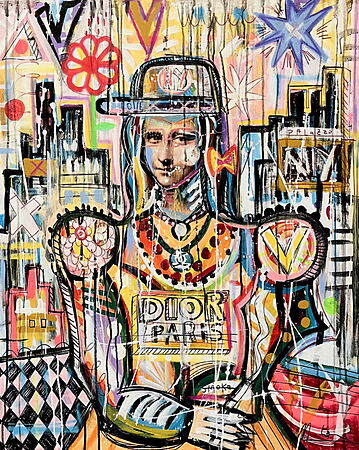Urban Art Acrylgemälde "Love Dior" (2025) von Mercedes Lagunas