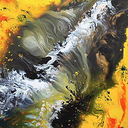 Abstraktes Acrylgemälde "Flow Within" (2023) von Viet Ha Tran