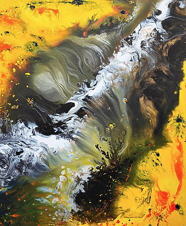 Abstraktes Acrylgemälde "Flow Within" (2023) von Viet Ha Tran