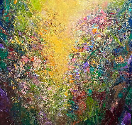 Peinture à l&#39;huile loin intensive &quot;A Golden Kiss&quot; (2025) par Dini Christoforou
