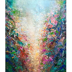 Abstrakte Ölmalerei "Burst of joy" (2025) von Dini Christoforou