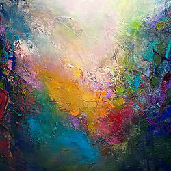 Abstrakte Ölmalerei "Lighting Soul" (2023) von Dini Christoforou