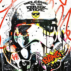 Pop Art Gemälde "Stormtrooper, welcome to the dark side" (2023) von Patrick Cornée