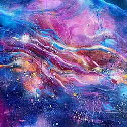 Intuitive Malerei "Ocean Soul" (2024) von Zuzana Freyja, Acryl+Spray auf Leinwand