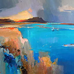 Maritime acrylic painting &quot;Contrajour&quot; (2024) by Tetiana BOND