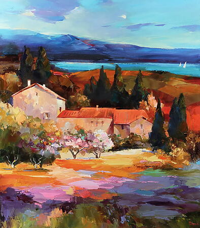 Landschaftsmalerei "A garden on the lagoon" (2021) von Tetiana BOND