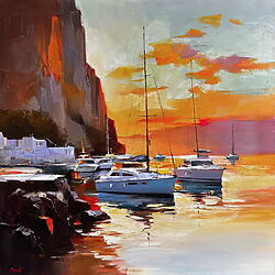 Maritime oil painting &quot;In the arms of light&quot; (2024) by Tetiana BOND