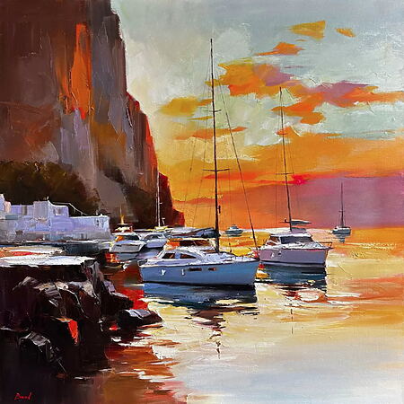 Maritimes Ölgemälde "In the arms of light" (2024) von Tetiana BOND
