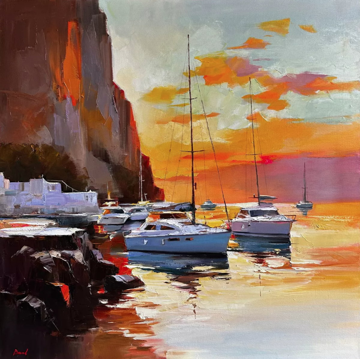 Peinture à l&#39;huile maritime « Dans les bras de la lumière » (2024) de Tetiana BOND