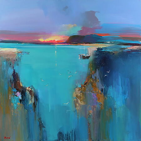 Abstrakte Meereslandschaft "Bathing in the rays of love" (2023) von Tetiana BOND