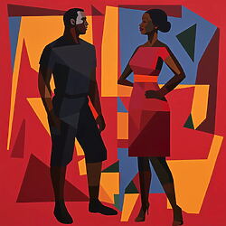 African Art acrylic painting &quot;Two III” (2025) by Kosta Morr