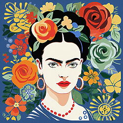 Acrylverfschilderij "Frida Kahlo" (2023) van Kosta Morr