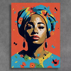 Bekijk kunstwerken Acrylverfschilderij “Portret van een Afrikaanse vrouw” (2025) van Kosta Morr