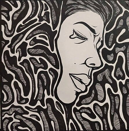 Pop-Art Tuschezeichnung „Larmes" von Yayoi Kusama, handsigniertes Unikat