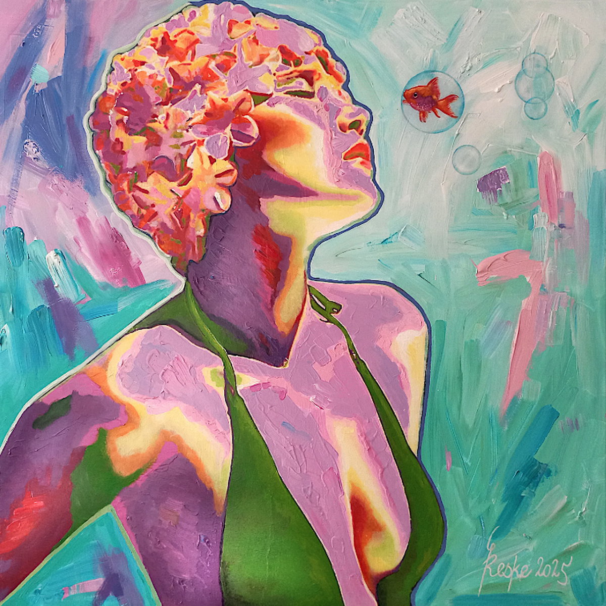 Peinture acrylique « La Baigneuse XX - muette III » (2025) de Su Sea