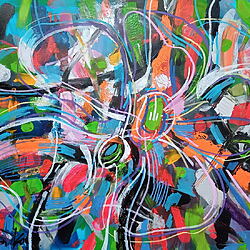 Abstract painting &quot;Floral abstraction-I&quot; by Stanislav Bojankov, acrylic on paper